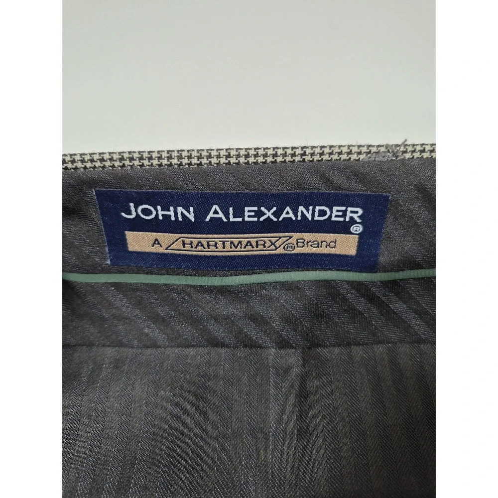 VTG John Alexander Wool Dress Pants Men's 36x36 Gray Check Pleated